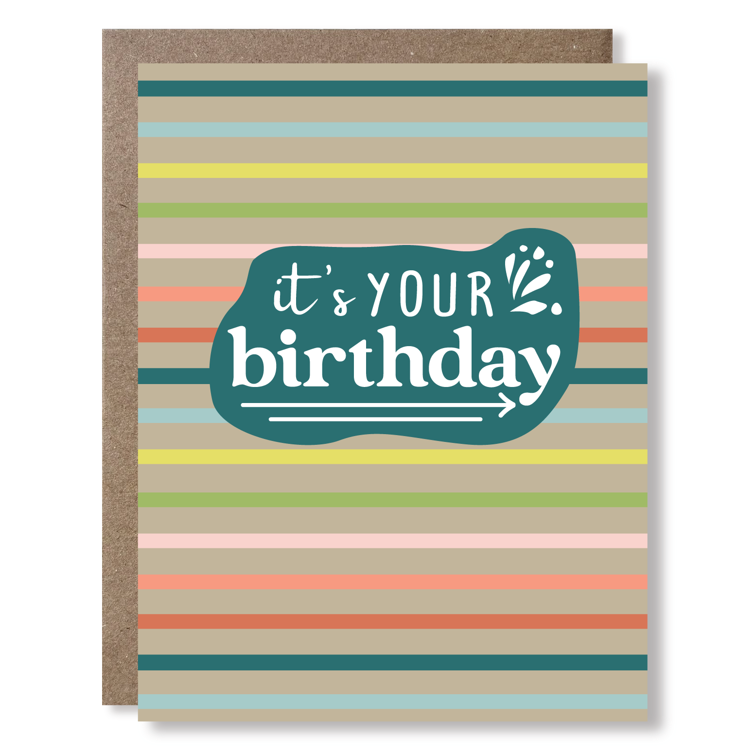 Birthday card with colorful striped pattern and 'it's your birthday' text