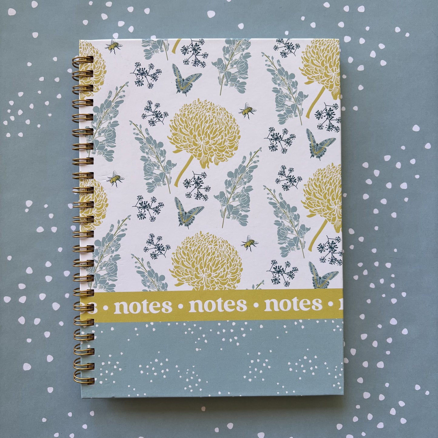 Blue Yellow Floral Spiral Notebook
