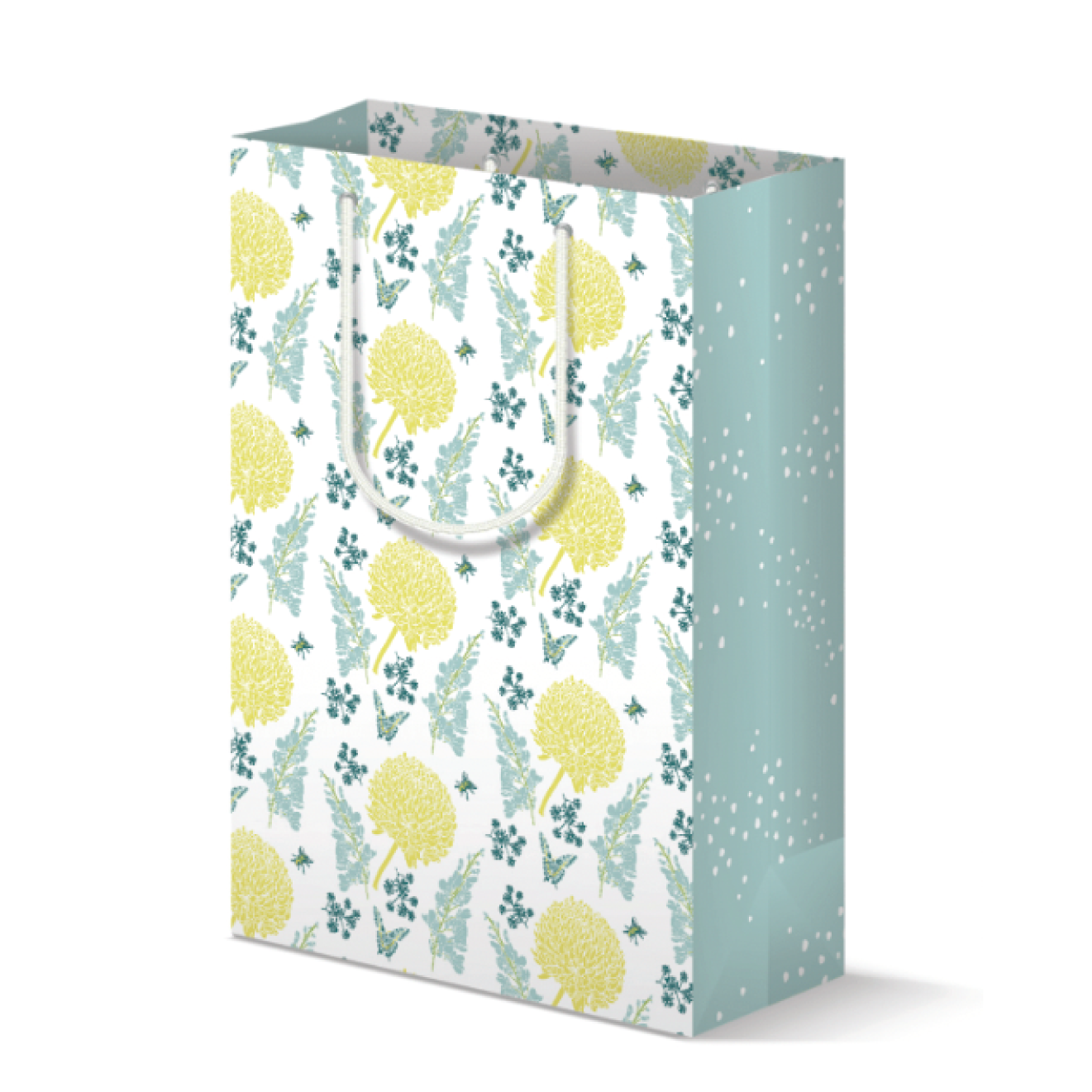 Gift bag with floral design on a white background