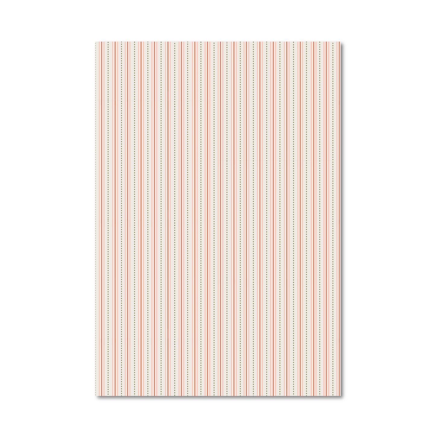Gift wrap sheet with a vertical stripe pattern in soft peach, beige, and white, shown against a plain white background.