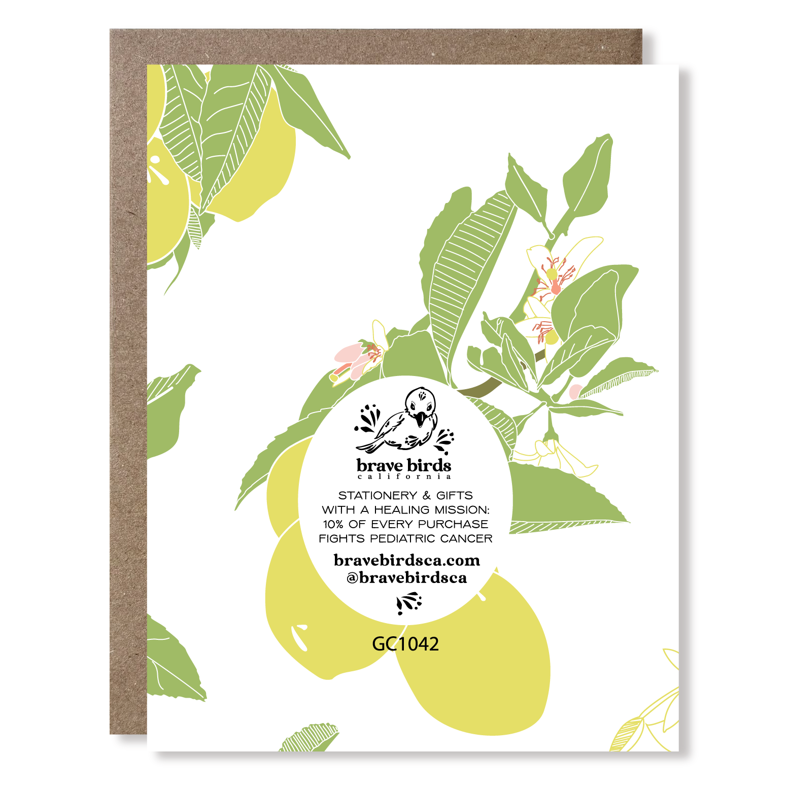 Greeting card back wiht continued design and brand information