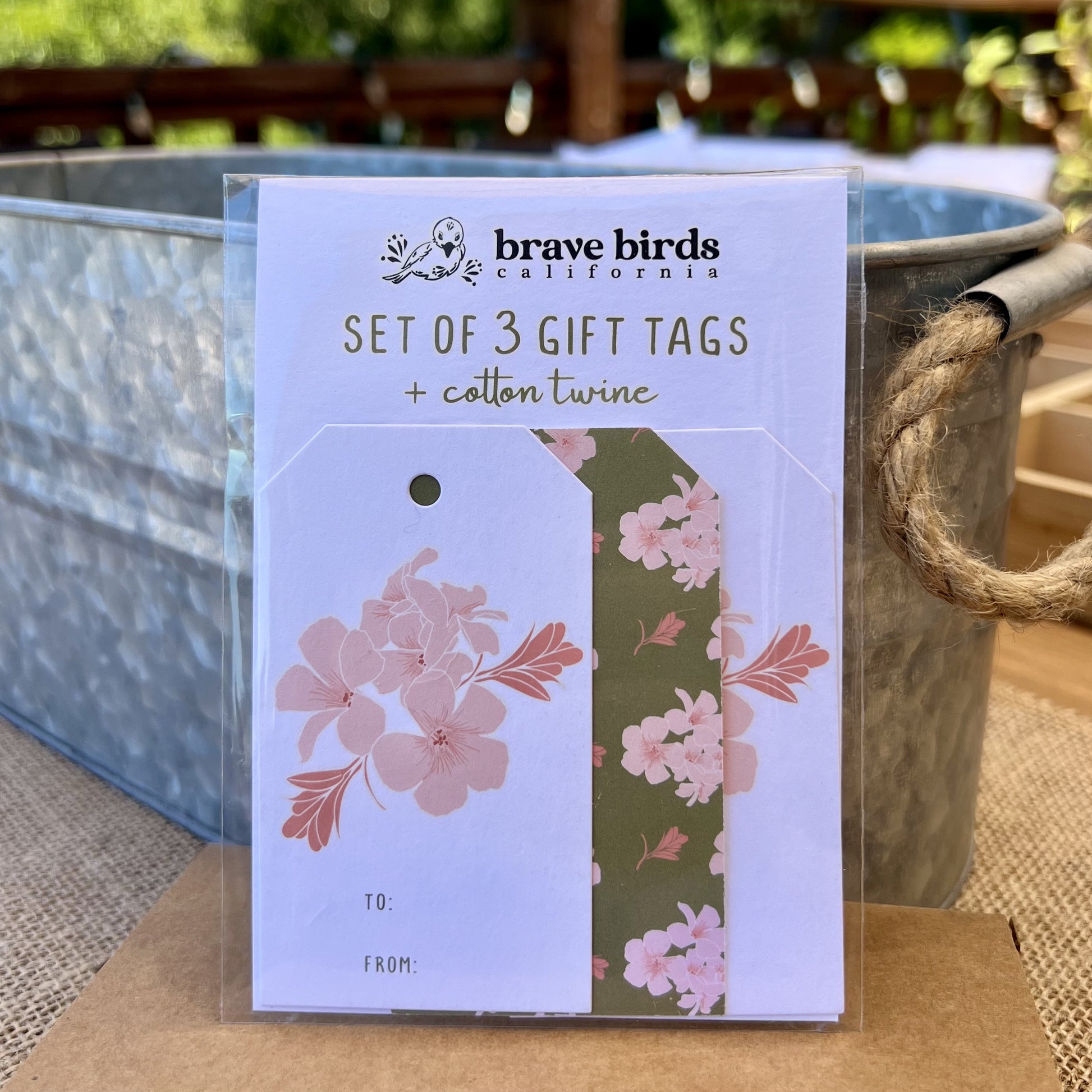 Package of 3 gift tags with white card backing and clear poly envelope