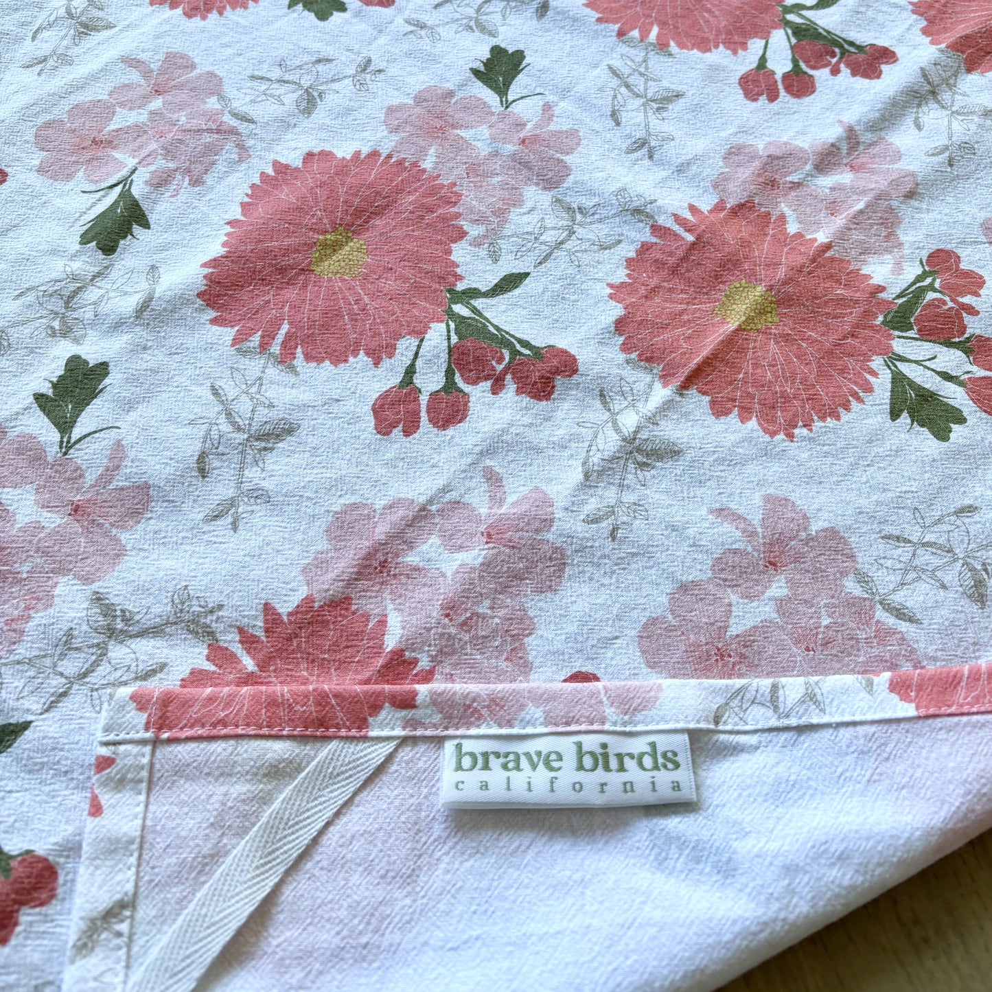 Coral Floral Tea Towel