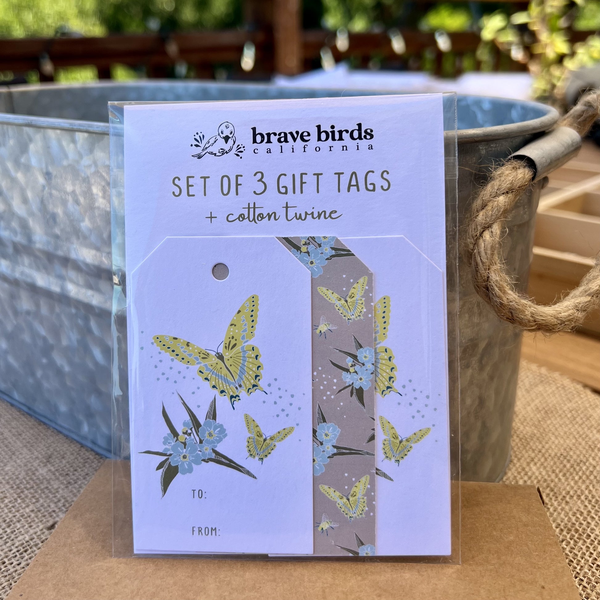 Package of 3 gift tags with white backing card and clear poly envelope