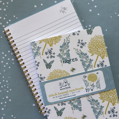 Blue Yellow Floral Spiral Notebook