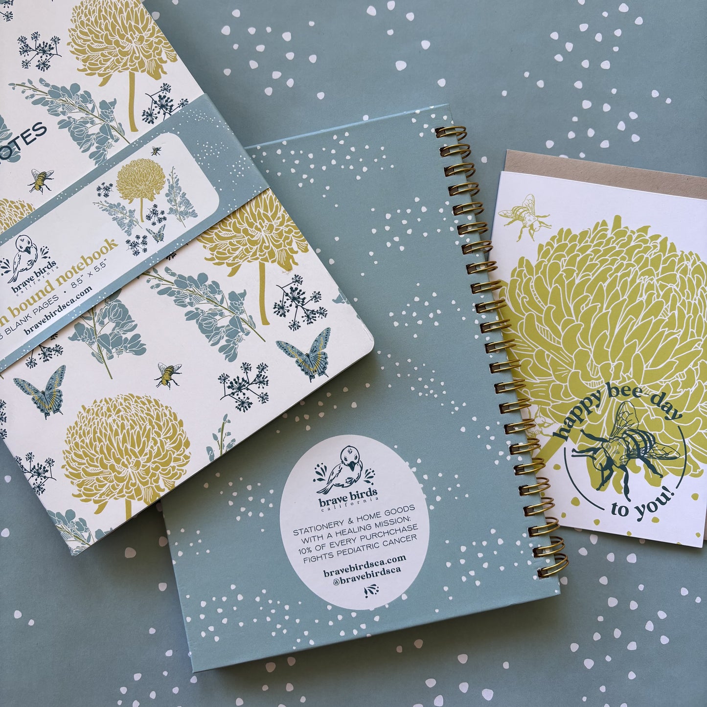 Blue Yellow Floral Spiral Notebook