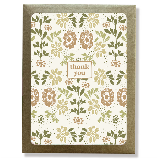 Neutral Floral Thank You Cards 8-Pack