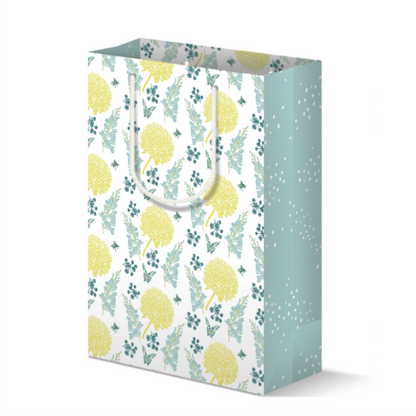 Gift bag with floral design on a white background