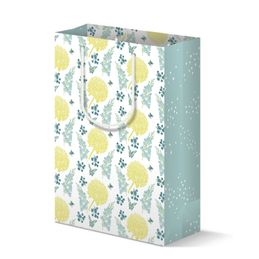 Gift bag with floral design on a white background