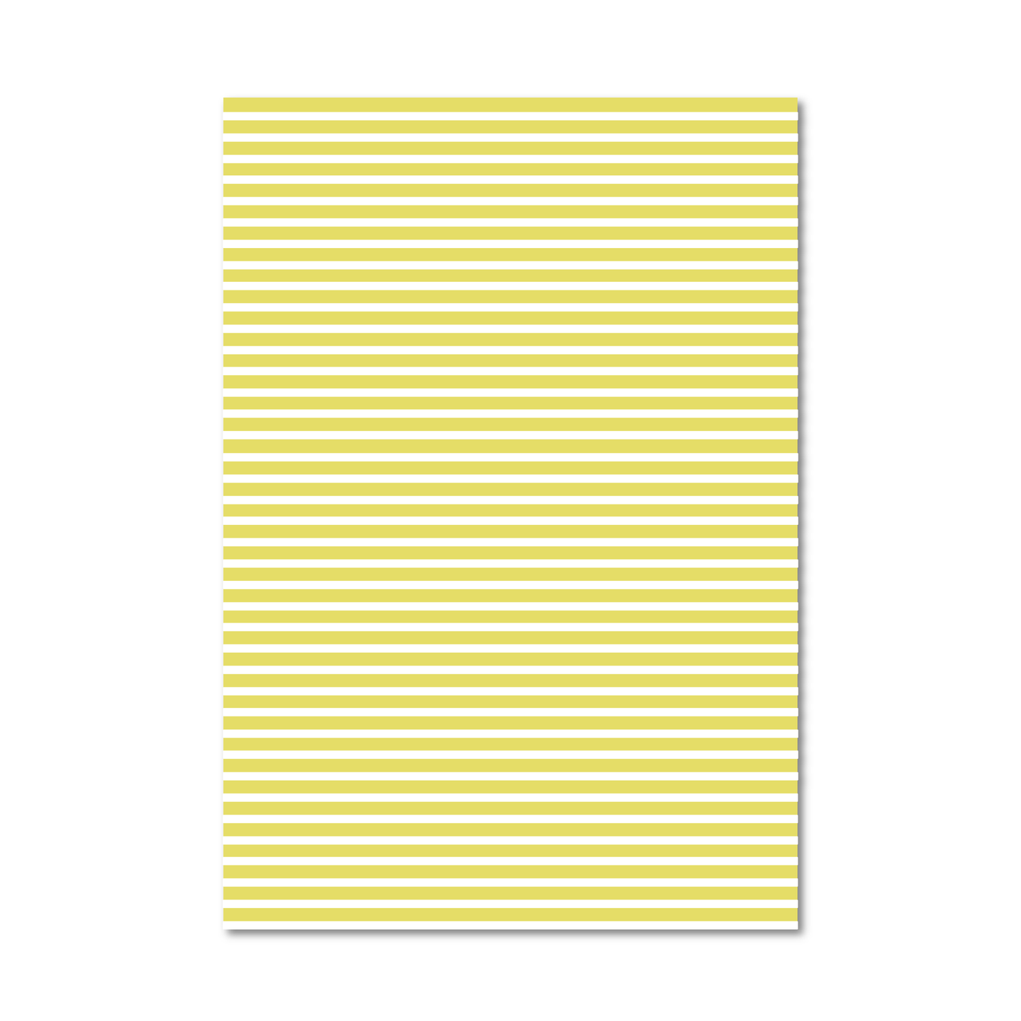 Gift wrap sheet with a repeating pattern of horizontal light yellow stripes on a white background, shown against a solid white backdrop.