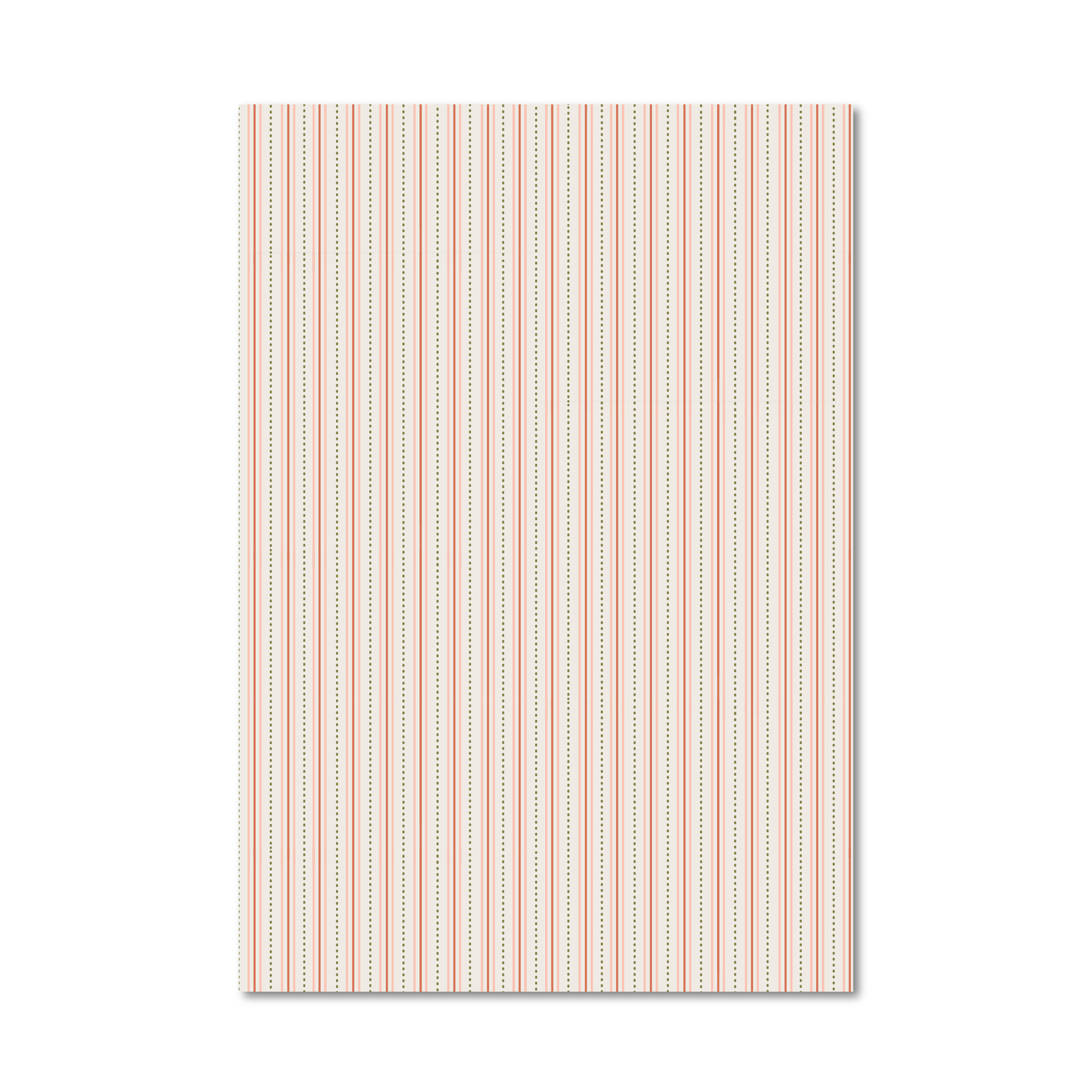 Gift wrap sheet with a vertical stripe pattern in soft peach, beige, and white, shown against a plain white background.