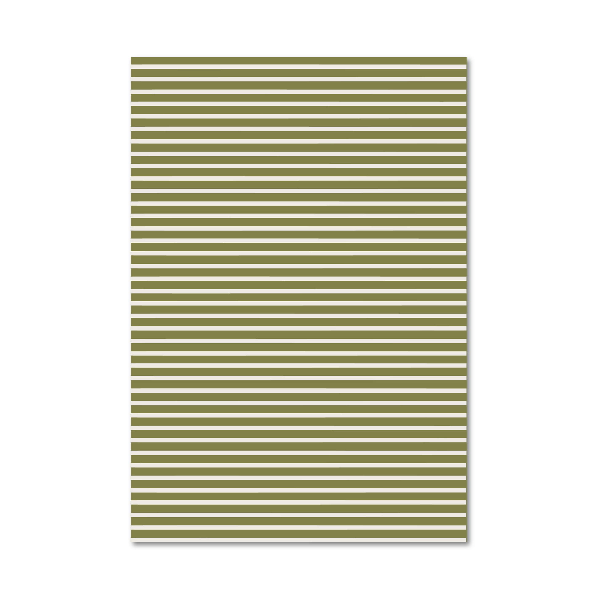 Gift wrap sheet featuring a repeating horizontal stripe pattern in olive green and white, shown against a plain white background.