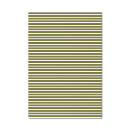 Gift wrap sheet featuring a repeating horizontal stripe pattern in olive green and white, shown against a plain white background.