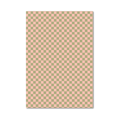 Patterned gift wrap sheet with pink and green checkerboard pattern